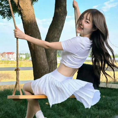 与一位女士合影